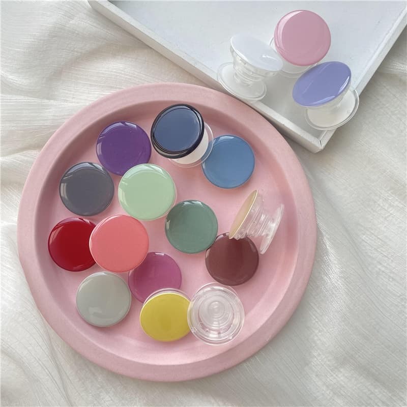 Adesivos Macaroon Round Sólidos De Costas Sólidas Simples Griptok Phone Holder