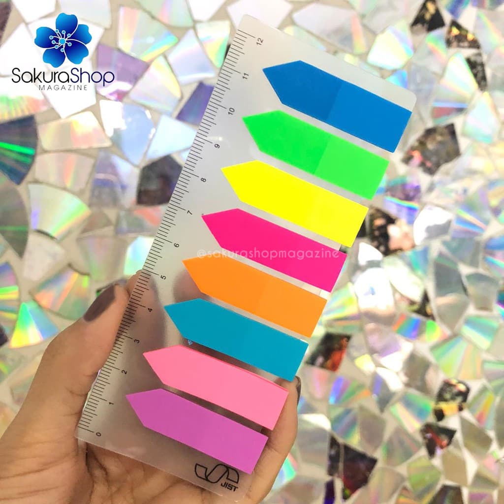 Marcador de página Flag seta 8 cores com regua de 12cm  B e C