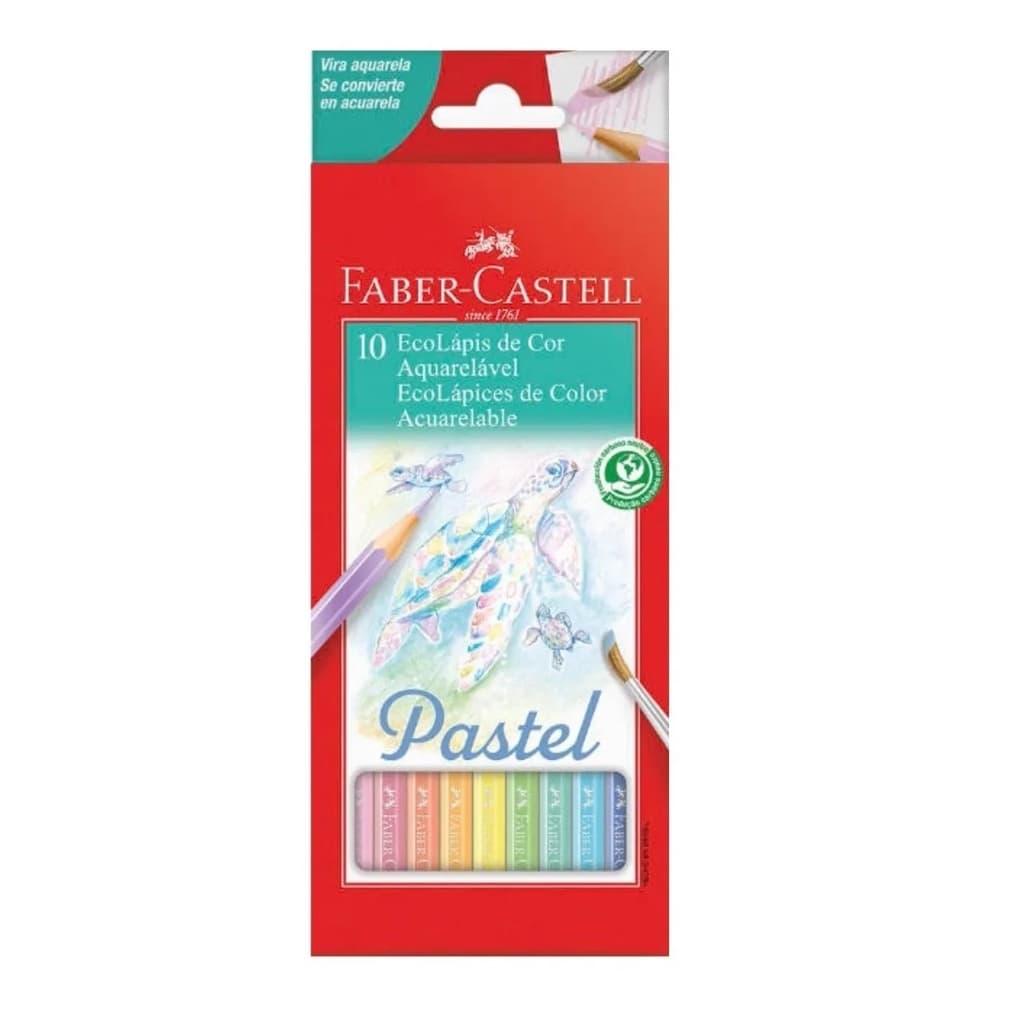 Lápis de Cor Aquarelável 10 Cores Pastel - Faber Castell