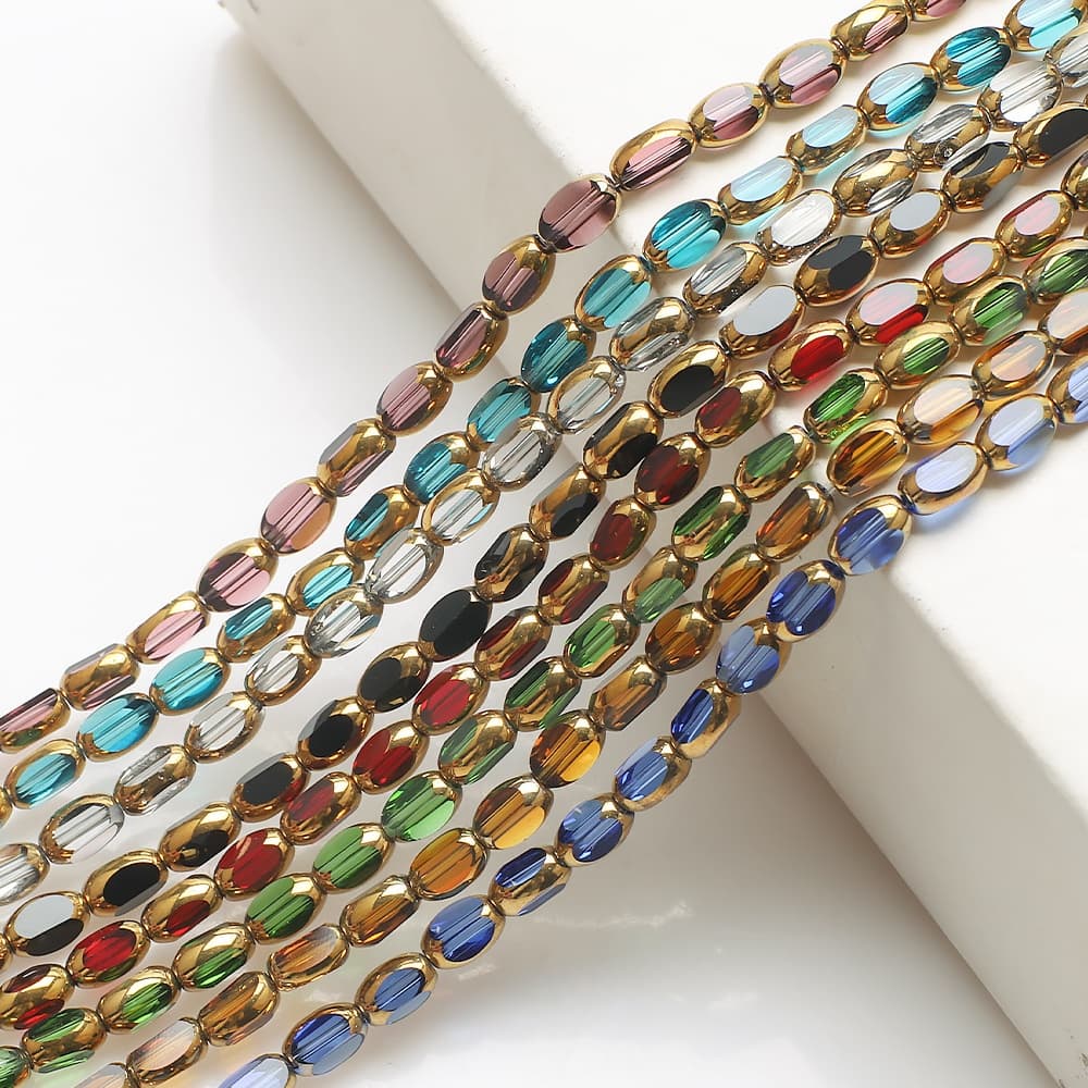 ZhuBI 50 Pçs/Lote 4x6mm Glossy Vidro Oval Contas Encantos Para Fazer Jóias De Cristal Pulseira DIY Colar Handmade