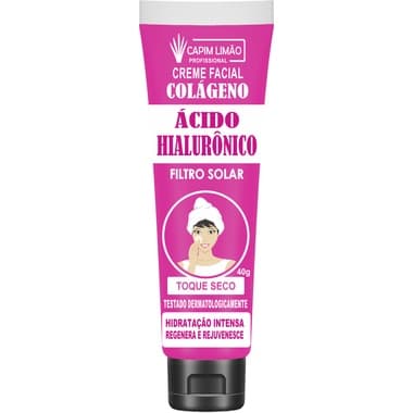 Creme Facial Ácido Hialurônico Capim Limão 40g