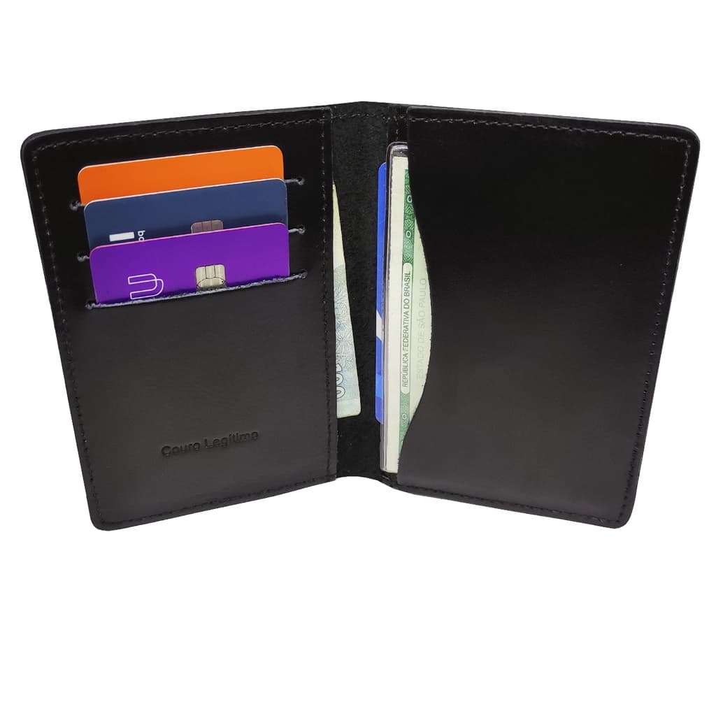 Carteira Masculina Porta Cartão Documento Cnh Rg Couro Legitimo Comfort Slim