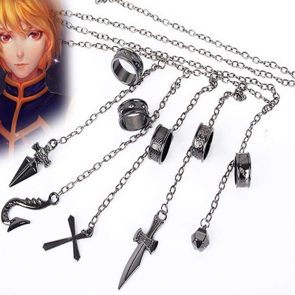 Anime hunter x Kurapika Rato Cosplay Adereços Pulseira Cinco Dedo Anel Cadeia De Liga Acessórios De Chapeamento Pingente