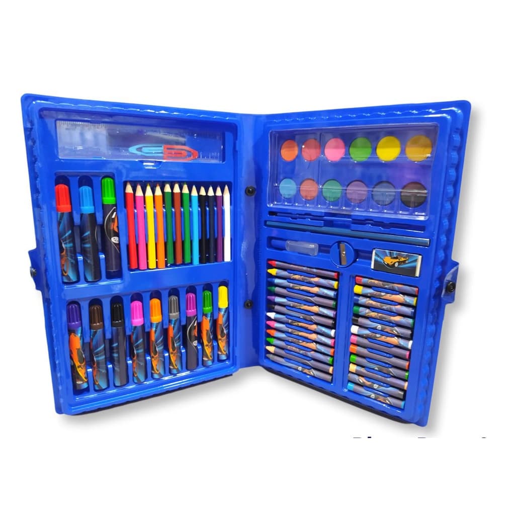 Estojo Maleta Pintura 150 a 24 Peças Infantil Canetinhas Giz Lápis de