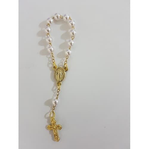 30 Mini Tercinho Branco Com Dourado 5mm