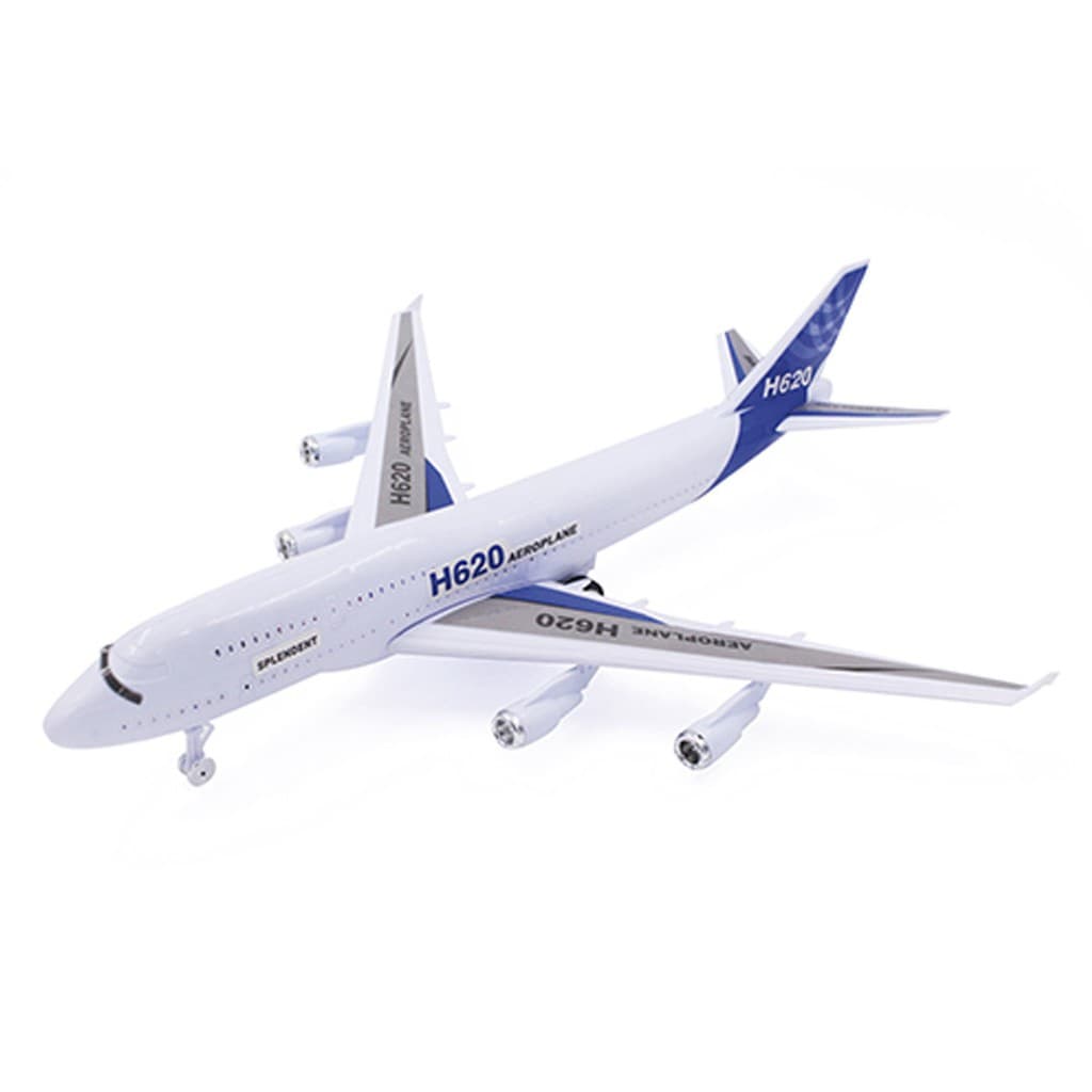 Avião Infantil de brinquedo Grande Com Som Luz Fricção branco e azul