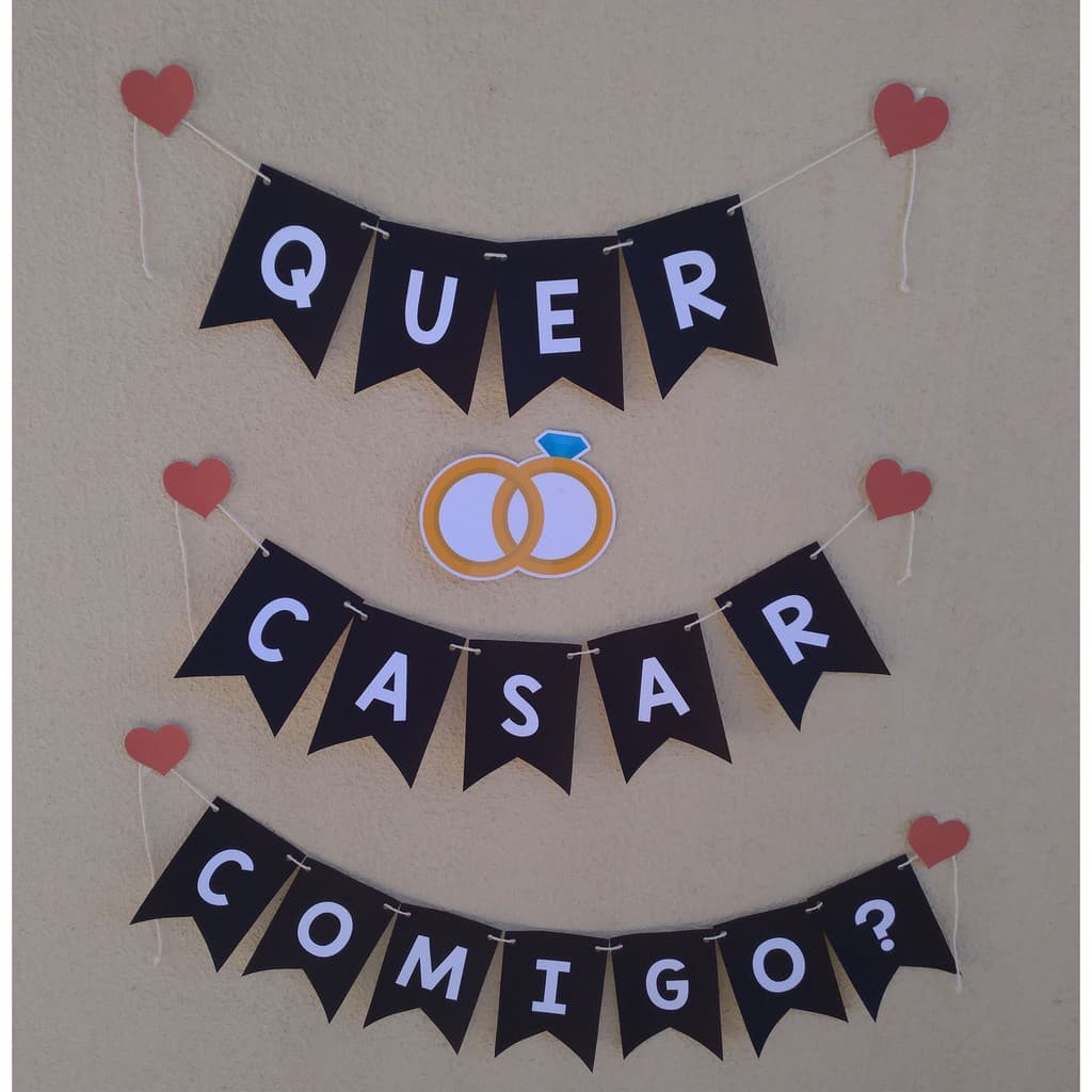 Bandeirola Quer Casar Comigo? Noivado Noivos Festa de Casamento