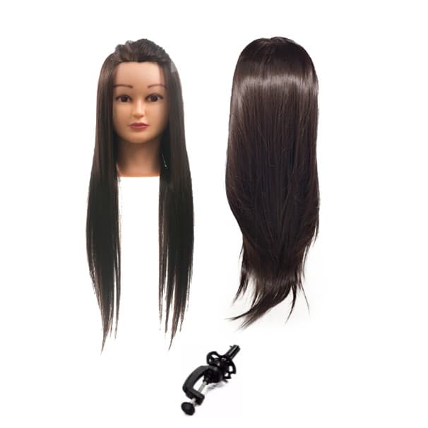cabeça boneca manequim para treino cabelo orgânico + suporte.