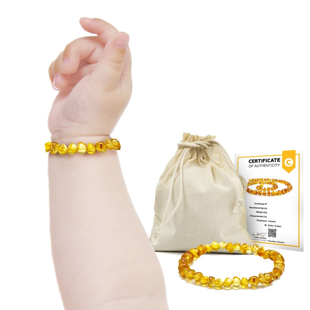 Pulseira Tornozeleira Âmbar Báltico Bebê Original Dentição