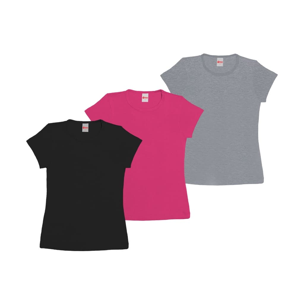 Kit 3 Blusa Feminina Infantil e Juvenil sem estampa tecido 100% Algodão camiseta de meninas 2 a 14 Anos (Sortidos)