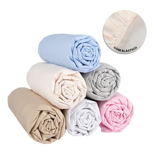Lençol De Cama Casal Avulso Com Elástico Liso Diversas Cores 1 Peça