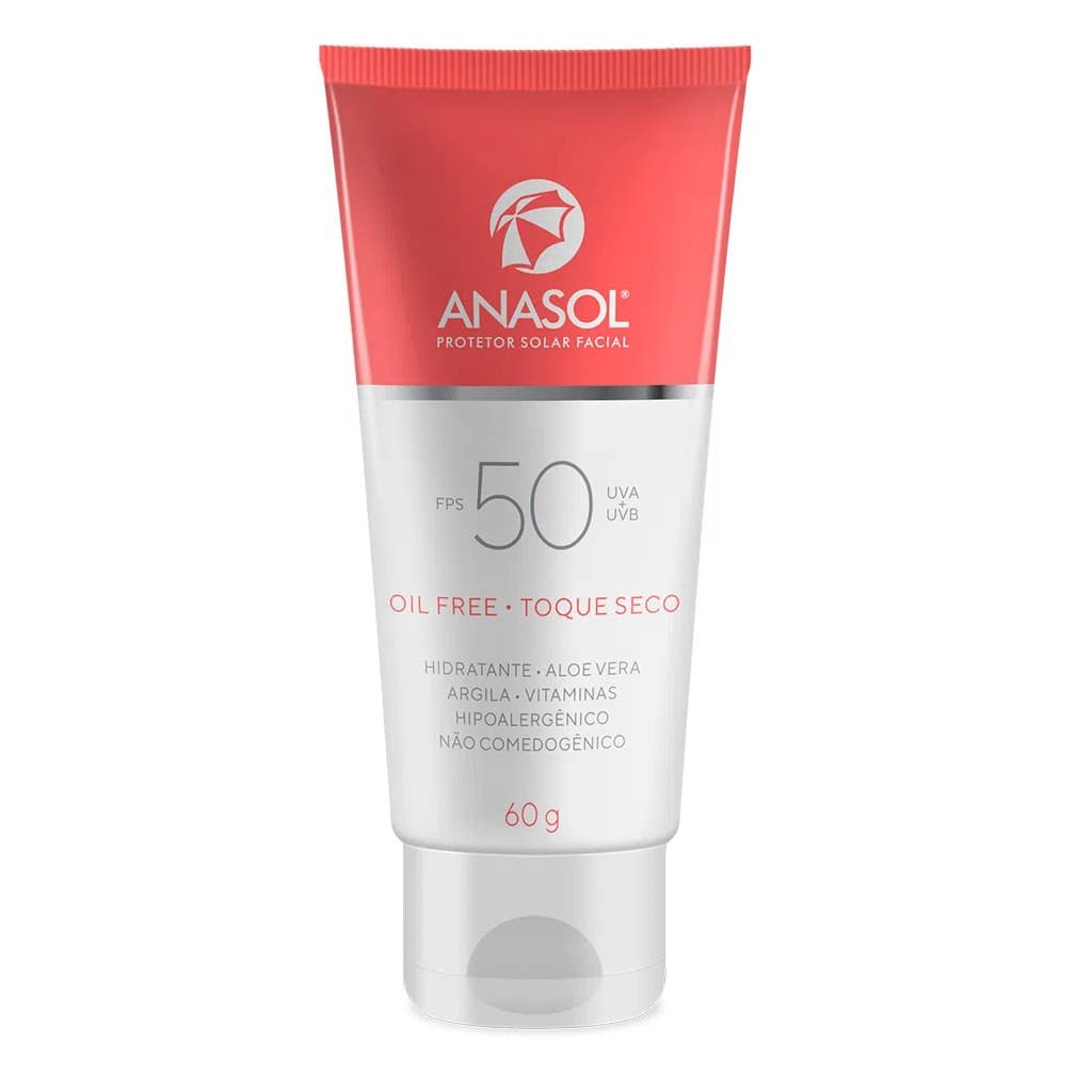 Protetor Solar Facial Anasol Toque Seco FPS 50 Vegano 60g