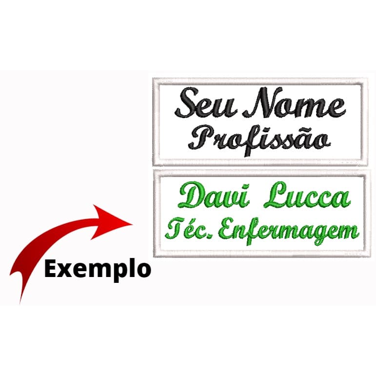 Patch Bordado Termocolante - Nome e Profissão Jalecos Uniformes