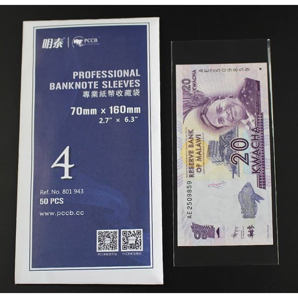 Envelope Plástico Protetor Para Cédulas - 50 Plásticos