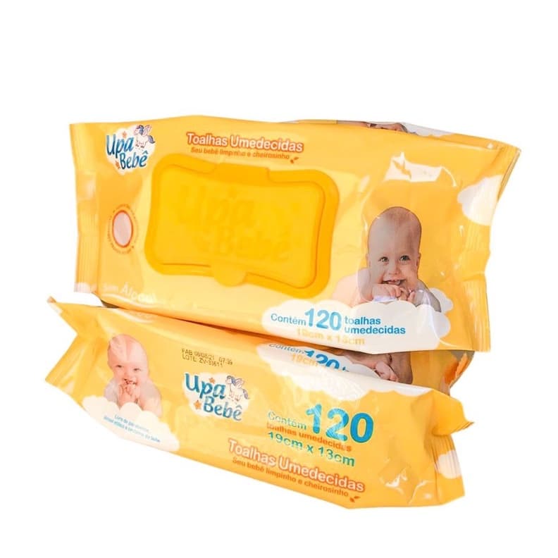 Lenço / toalhas umedecidas upa bebê com 120 unidades