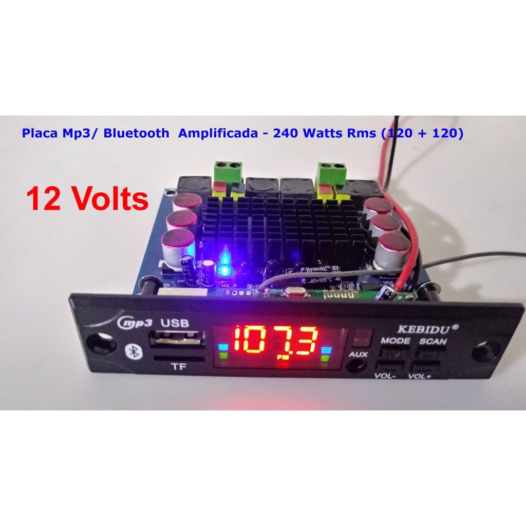 Placa Mp3 Amplificada 240 Watts Rms (120+120)
