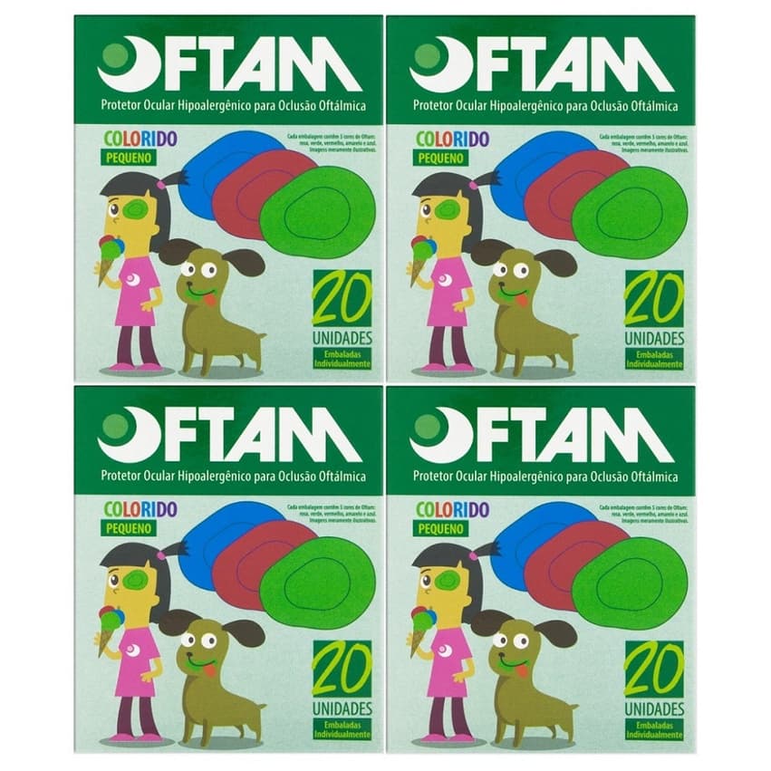 Kit 4 Protetores Ocular Oftam Pequeno Colorido cx C/20 Unidades