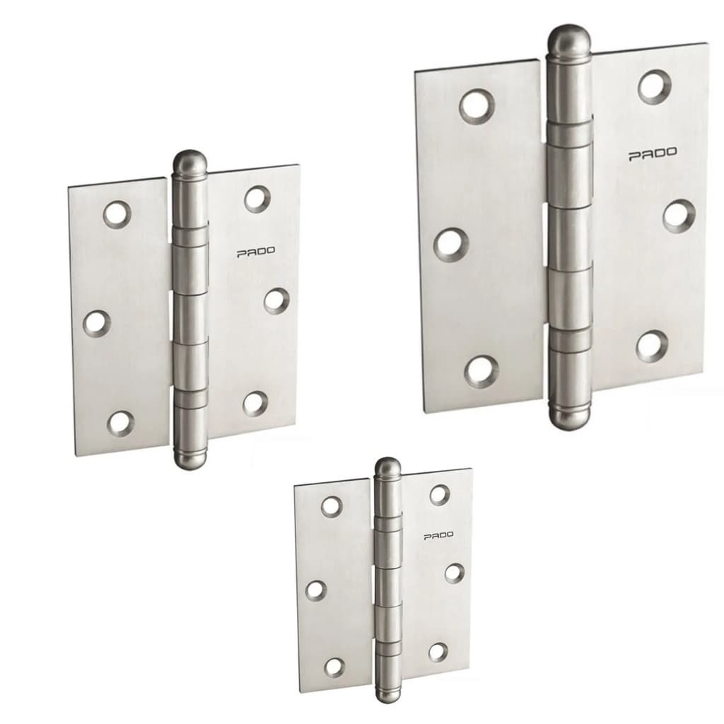 Dobradiça Pado Sm 3025 Com Rolamento Aço Escovado Porta 3 Peças