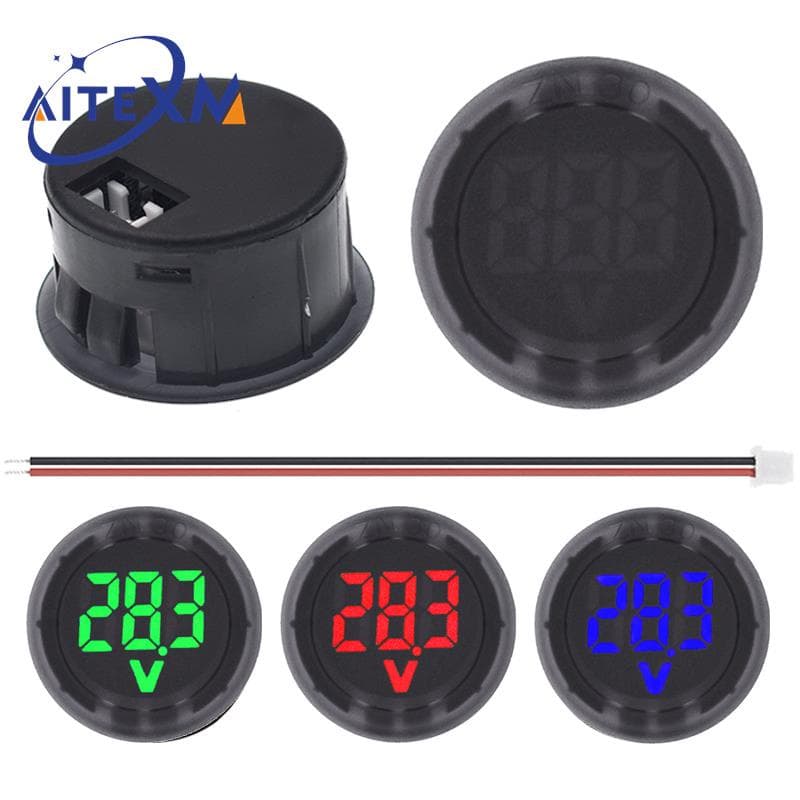 DC5-100 V Voltímetro Digital LED Display Circular Tensão Do Carro Medidor De Corrente Volt Detector Tester Monitor De Painel