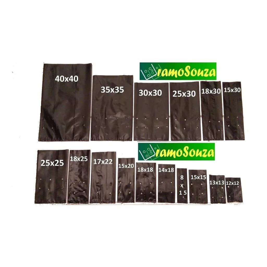 sacos plasticos  mudas 50 unidades 17x22