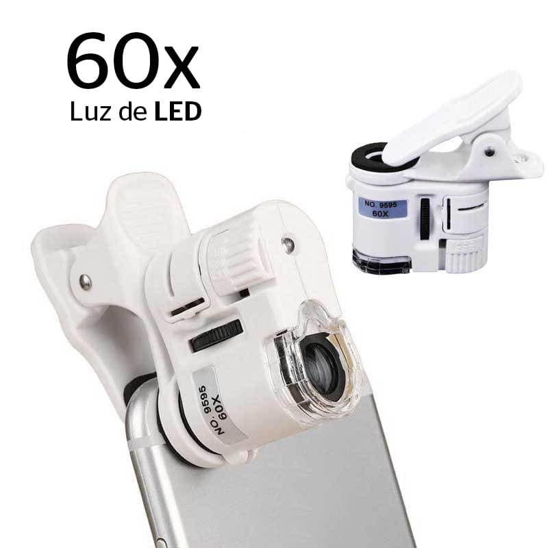 Microscópio Lupa Aumento 60x Luz de Led para Celular GT643 Lorben