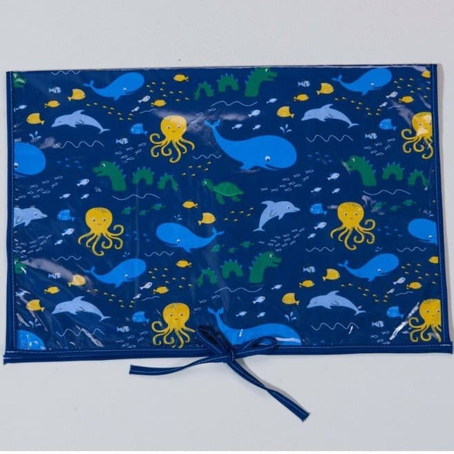 Trocador Portatil Para Bebê Menino Fundo do Mar Trocador para Bolsa Azul Marinho fundo mar