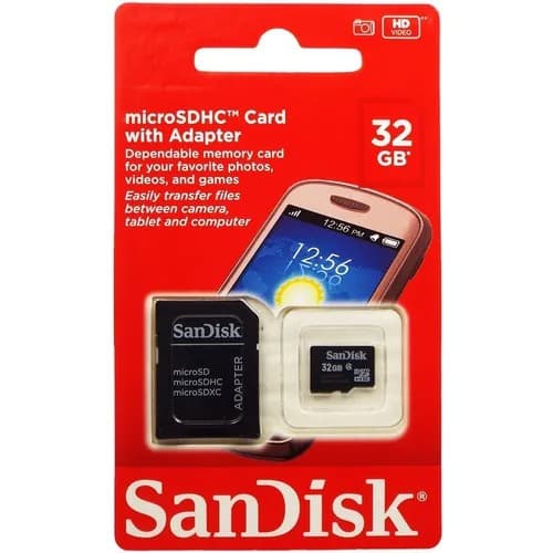 Cartão de memória SanDisk SDSDQM-032G-B35A com adaptador SD