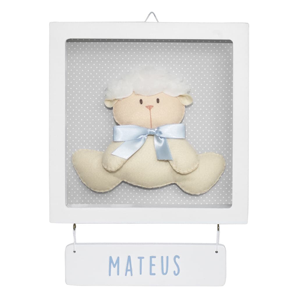 Enfeite Porta Maternidade Quadro Ovelha Carneiro Nome Bebê