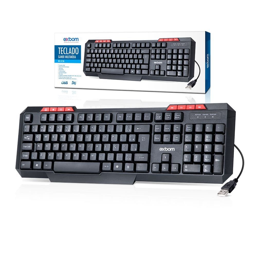 Teclado com fio ABNT2  diversos modelos EXBOM BK102/BK-120/BK-144M/BK-136G/BK-146M/BK-151C/BK-170