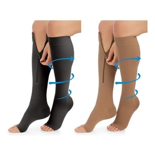 Par Meia 3/4 Alta Compressão Panturrilha 30-40mmhg - Unisex Ziper Varizes / Pernas Inchadas / Trombose / Envio  Rápido