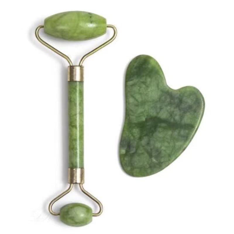 Rolo Com Pedra ou Plástico de Jade Placa Gua Sha Massagem Facial Anti Ruga