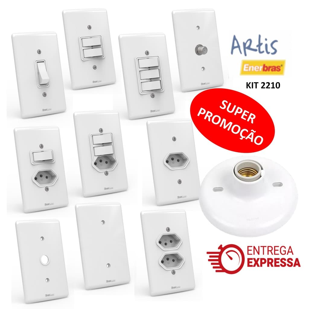 Teclas Simples E Duplas, Tomadas 10a E 20a, Teclas Com Tomadas, Linha Enerbras Artis