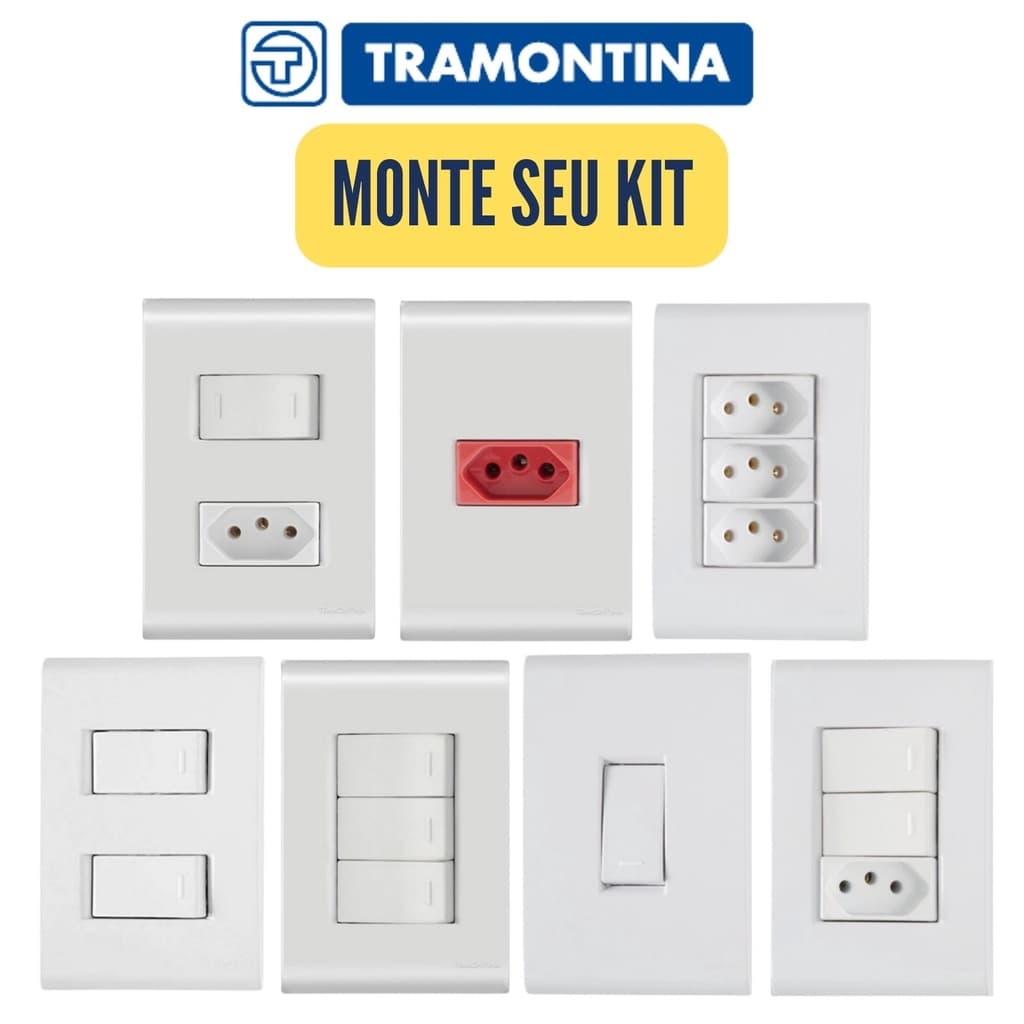Tramontina Liz Conjunto 4X2 Tomada 10A ou 20A e Interruptor Simples ou Paralelo