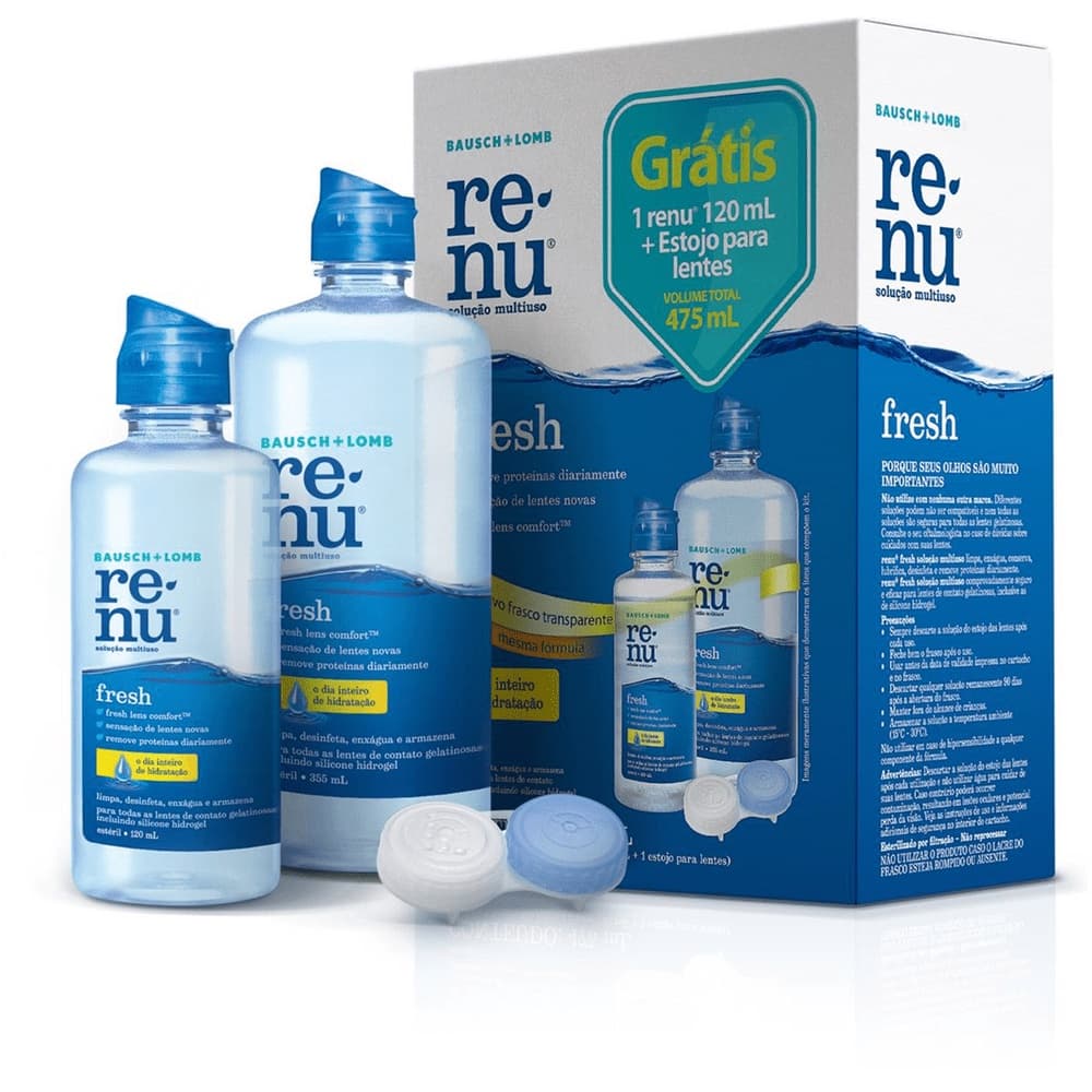 Kit Renu 475ml + Estojo VALIDADE 07/26 - Solução de Limpeza Para lentes de Contato