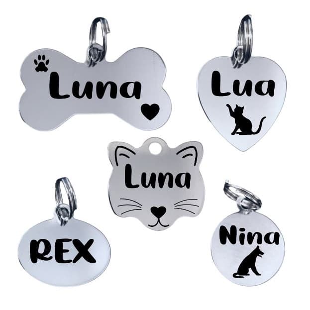 Pingente de identificação Para Coleira de Cachorro e gato personalizado com nome e telefone