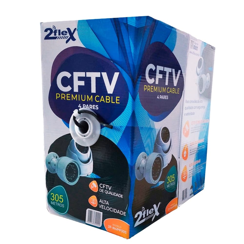 Cabo De Rede Preto Cftv Cat5e Premium 4 Pares 305 M Utp
