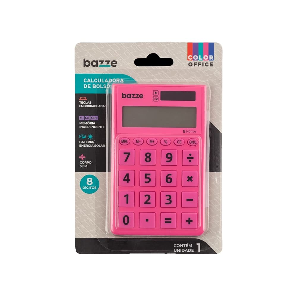 Calculadora de Bolso Color Office Rosa - Bazze