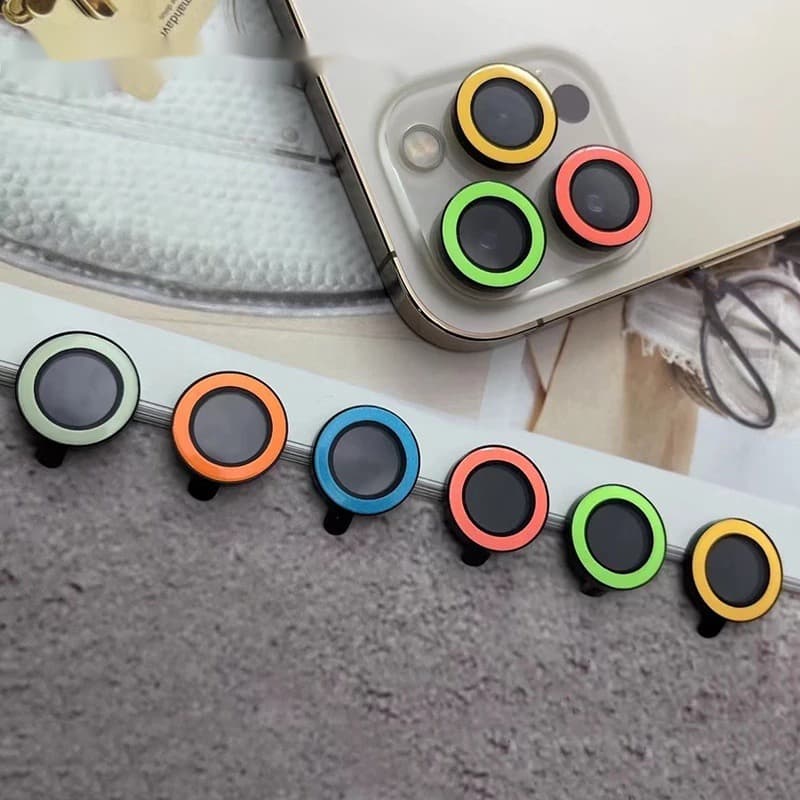 KIT (2 OU 3 Pecas) Película Da câmera Fluorescente Para iPhone 11/12/13 pro max Tampa Protetor da Lente Anel Luminosa