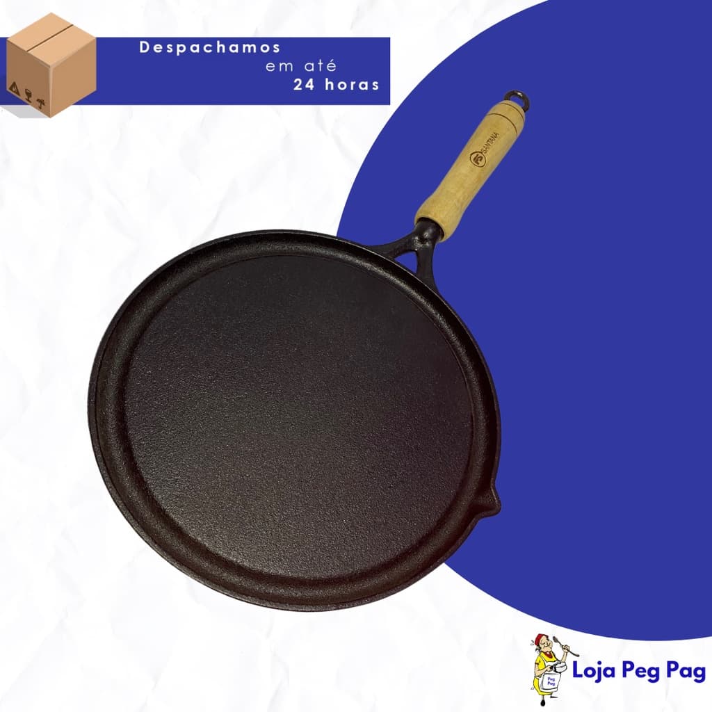 Chapa Bifeteira Ferro Redonda Lisa para Servir Porção