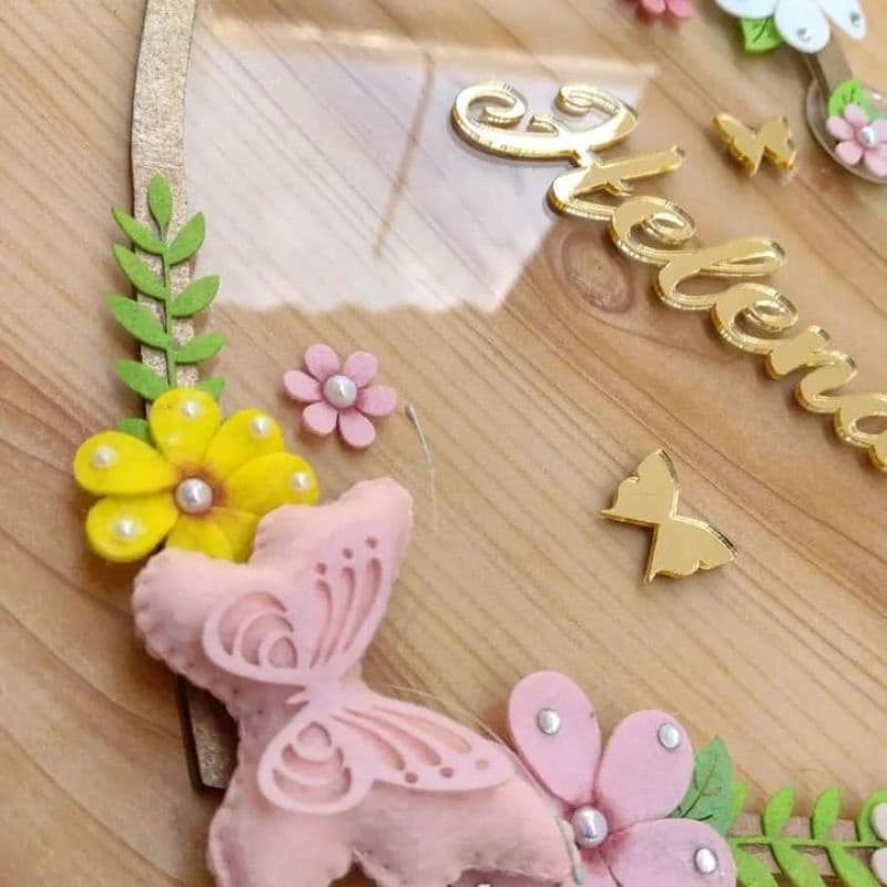 Porta Maternidade Coração acrílico e espelhado