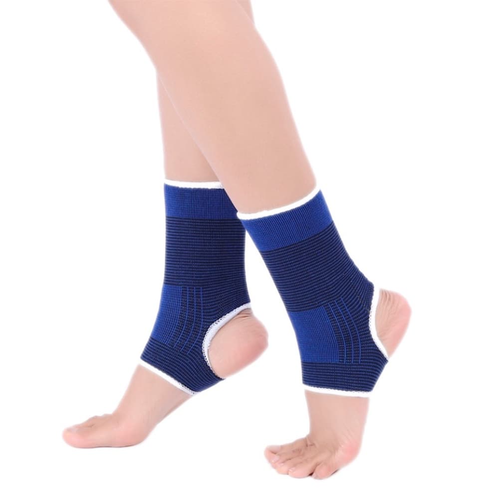 Par de Tornozeleiras Azuis de Elástico Pé e Tornozelo Esportivo