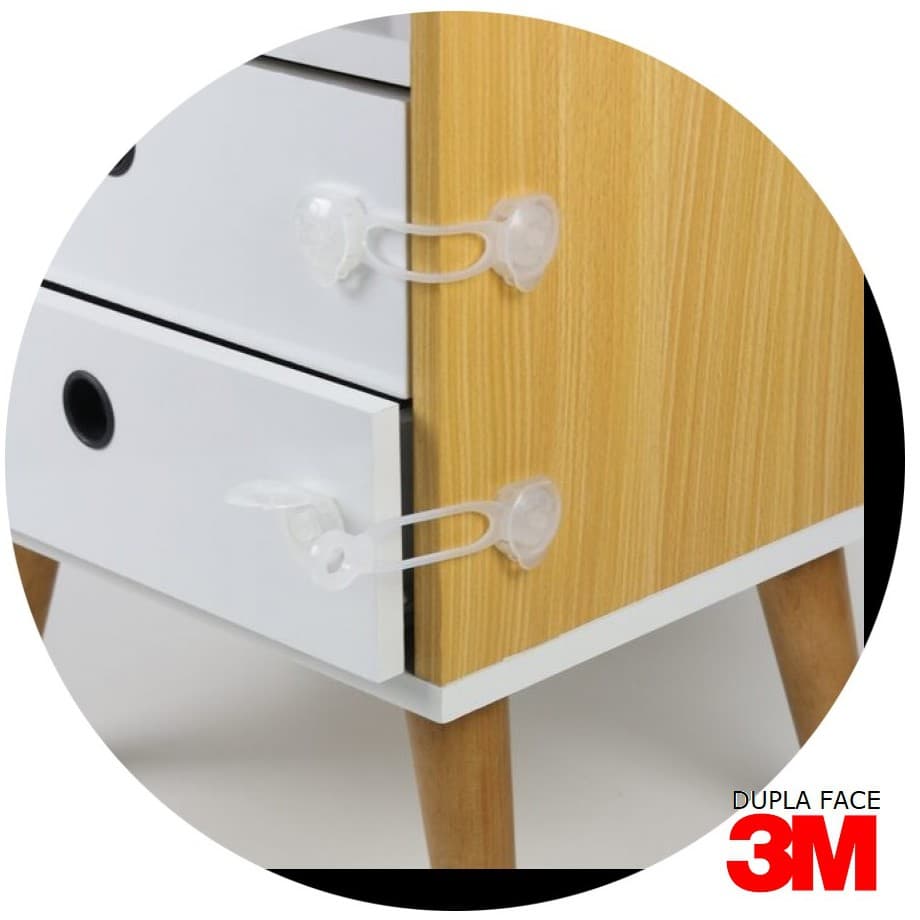 10 Travas de Gavetas Transparente Bebê - Fixação 3M