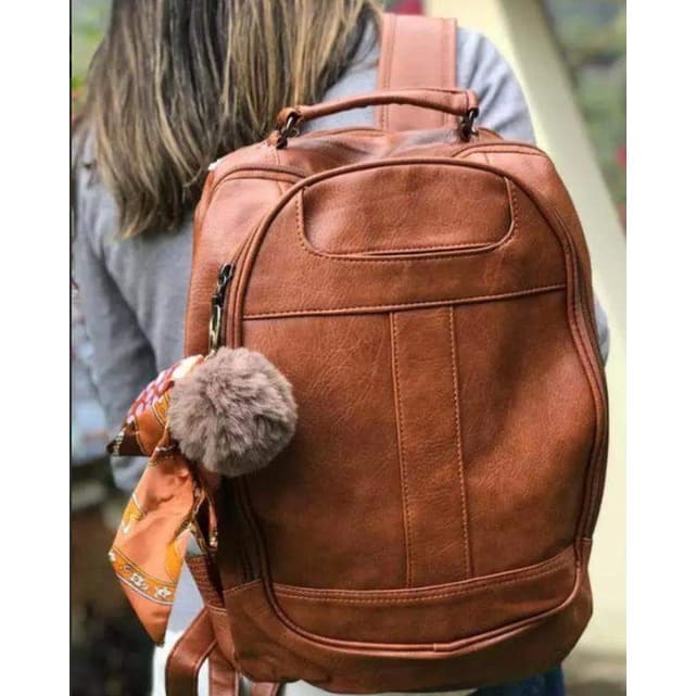 Mochila Bolsa Feminina Grande Couro Sintético Notebook