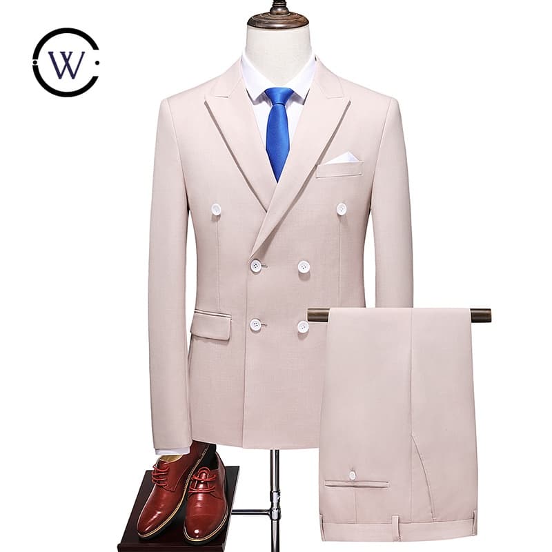 Terno masculino Plus Size da série escura, terno de duas peças com peito duplo + calças 7110PG9145 70D0
