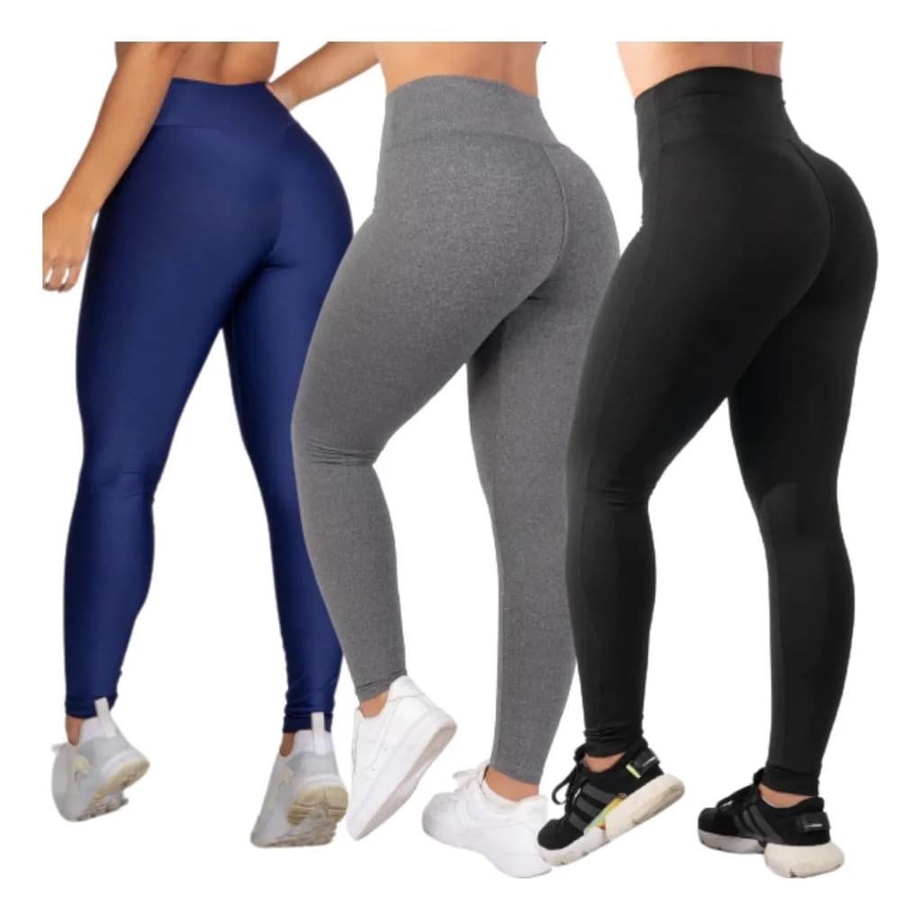 Kit 3 Calça Leg Legging Suplex Levanta Bumbum Tecido Grosso Premium Promoção 6x/Sem Juros Envio Imediato