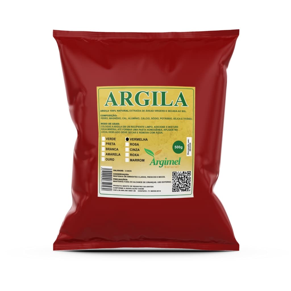 Argila Vermelha 500g absorve a oleosidade, hidrata, previne linhas de expressão - Skin Care, Máscara facial