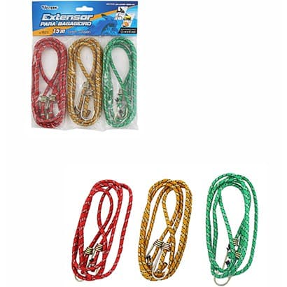 Elastico Extensor para bagageiro multiuso 1,5mx12mm com 3 unidades colors