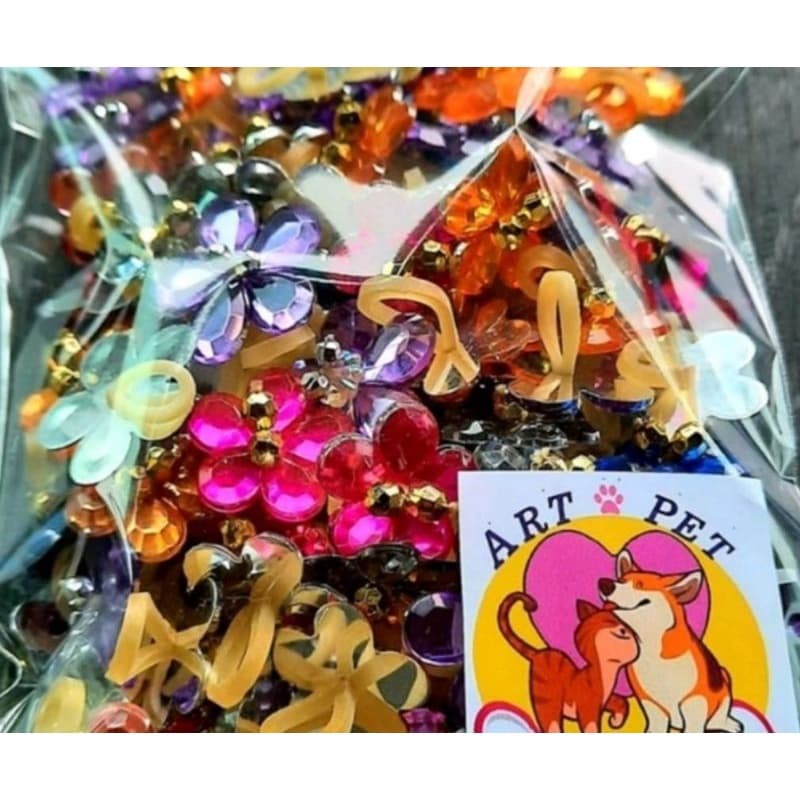 50 Pontos de Luz Penteado Pet Biju Joias Chaton Flor Médio Penteado Pet Shop, Banho e Tosa