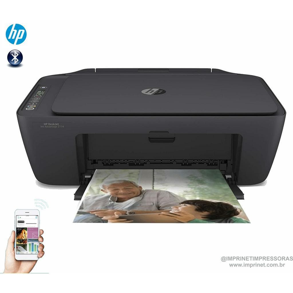 Impressora Multifuncional Deskjet, Wifi, Ink Advantage 2874, bivolt, Fotográfica, adesivos, colorida - preta