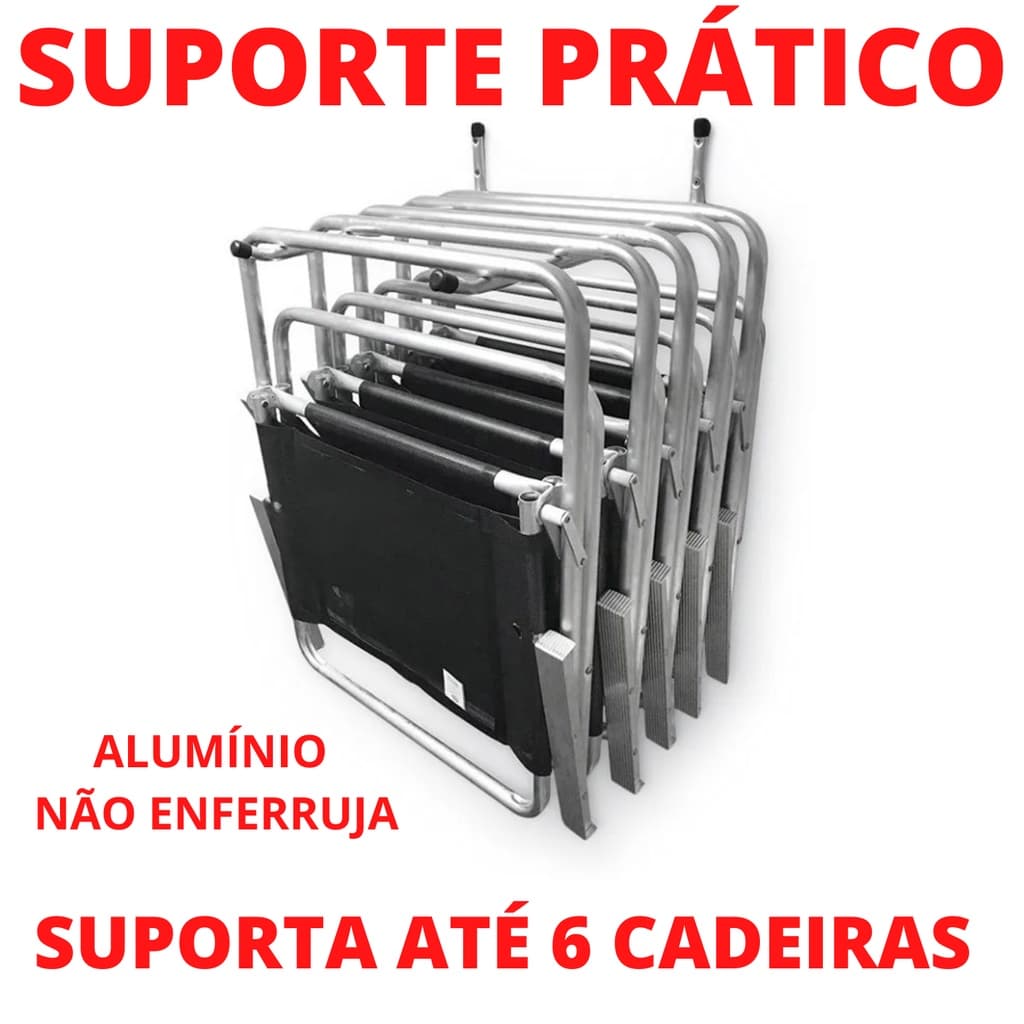 Suporte Cadeira De Praia De Parede Fixo Aluminio Fixo Não Enferruja Organização Pratico